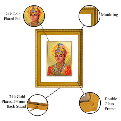 Diviniti 24K Gold Plated Guru Harkrishan Wooden Photo Frame for Home & Office Decor, Wall Hanging, Tabletop, Puja Room, Gift DG056S2.5 (29.5x24.5 CM)