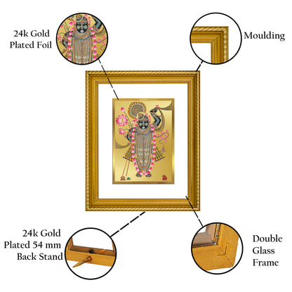 DIVINITI 24K Gold Plated Shrinathji Wall Photo Frame for Home Decor, Wall Hanging, Table Top, Puja Room & Gift DG056S3 (27.6X35.4 CM)