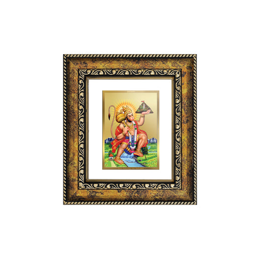 DIVINITI 24K Gold Plated Foil Hanuman with Parvat Wall Photo Frame, Table Decor for Home & Office Decor Gift Items DG 113 Size 1 (17.7x15.9 CM)