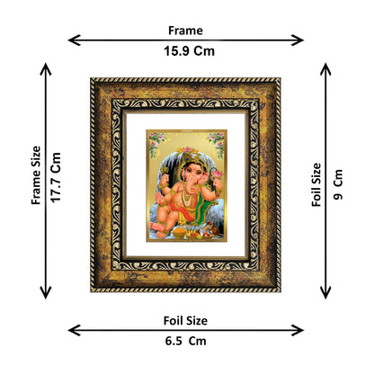 DIVINITI 24K Gold Plated Foil Bal Ganesha Wall Photo Frame, Table Decor for Home & Office Decor Gift Items DG 113 Size 1 (17.7x15.9 CM)