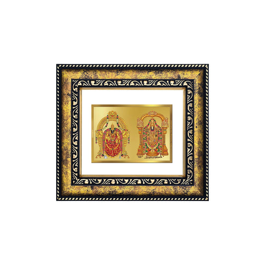 DIVINITI 24K Gold Plated Foil Padmavati & Balaji Wall Photo Frame, Table Decor for Home & Office Decor Gift Items DG 113 Size 1 (17.7x15.9 CM)