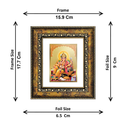 DIVINITI 24K Gold Plated Foil Lord Ganesha Wall Photo Frame, Table Decor for Home & Office Decor Gift Items DG 113 Size 1 (17.7x15.9 CM)