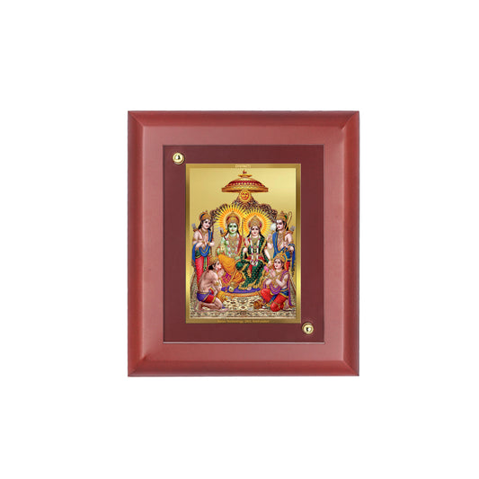 DIVINITI 24K Gold Plated Foil Ram Darbar Photo Frame For Temple, Puja Room, Home Decor, Wall Hanging, Gifting MDF Size 2 (20x16 CM)