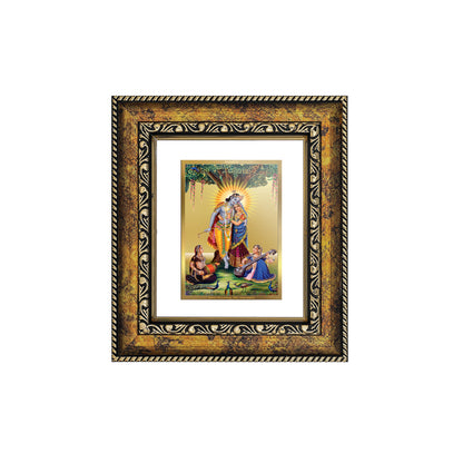 DIVINITI 24K Gold Plated Foil Radha Krishna Wall Photo Frame, Table Decor for Home & Office Decor Gift Items DG 113 Size 1 (17.7x15.9 CM)