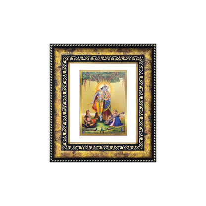 DIVINITI 24K Gold Plated Radha Krishna Wooden Modern Photo Frame Idol for Wall Hanging, Workshop, Table Top, Home Decor, Luxury Gift | DG113 Size 2 (22.6x18.4 CM)