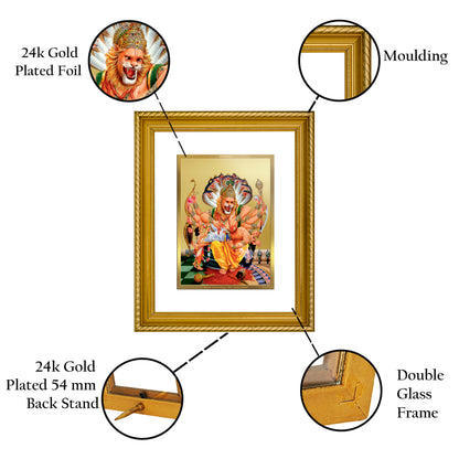 Diviniti 24K Gold Plated Narasimha Wooden Photo Frame for Home & Office Decor, Wall Hanging, Tabletop, Puja Room, Gift DG056S2.5 (29.5x24.5 CM)