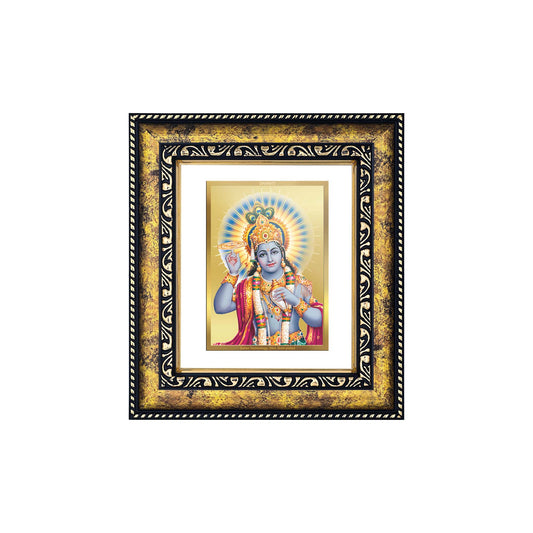 DIVINITI 24K Gold Plated Lord Vishnu Wooden Modern Photo Frame Idol for Wall Hanging, Workshop, Table Top, Home Decor, Luxury Gift | DG113 Size 2 (22.6x18.4 CM)