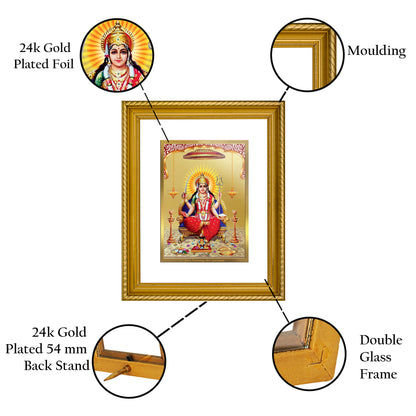 Diviniti 24K Gold Plated Santoshi Mata Wooden Photo Frame for Home & Office Decor, Wall Hanging, Tabletop, Puja Room, Gift DG056S2.5 (29.5x24.5 CM)