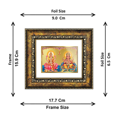 DIVINITI 24K Gold Plated Foil Lakshmi & Ganesha Wall Photo Frame, Table Decor for Home & Office Decor Gift Items DG 113 Size 1 (17.7x15.9 CM)