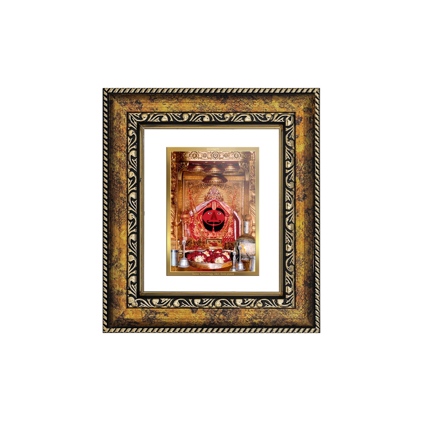 DIVINITI 24K Gold Plated Foil Salasar Balaji Wall Photo Frame, Table Decor for Home & Office Decor Gift Items DG 113 Size 1 (17.7x15.9 CM)