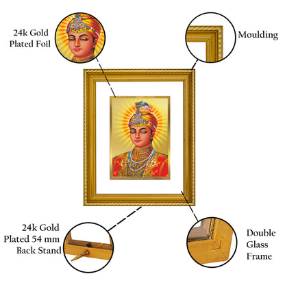 DIVINITI 24K Gold Plated Guru Harkrishan Wall Photo Frame for Home Decor, Wall Hanging, Table Top, Puja Room & Gift DG056S3 (27.6X35.4 CM)