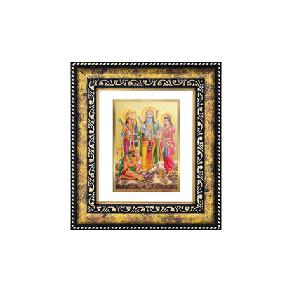 DIVINITI 24K Gold Plated Shri Ram Darbar Wooden Premium Photo Frame Idol for Puja Room, Home Wall Decor, Workshop, Table Top, Premium Gift | DG113 Size 2 (22.6x18.4 CM)