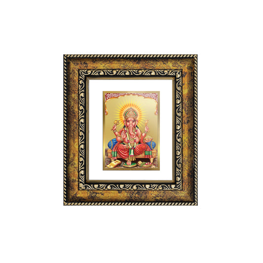 DIVINITI 24K Gold Plated Foil Ganesha Wall Photo Frame, Table Decor for Home & Office Decor Gift Items DG 113 Size 1 (17.7x15.9 CM)