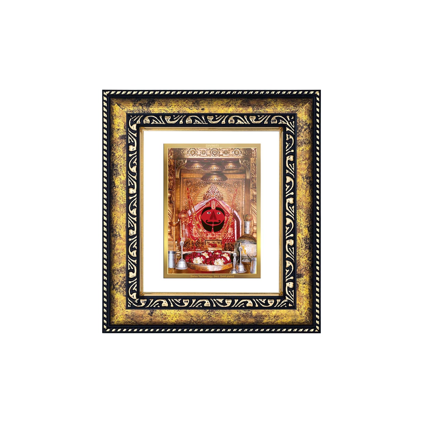 DIVINITI 24K Gold Plated Salasar Balaji Wooden Luxurious Photo Frame Idol for Home Wall Decor, Workshop, Table Top, Premium Gift | DG113 Size 2 (22.6x18.4 CM)