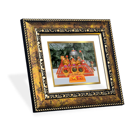 DIVINITI 24K Gold Plated Foil Mata Ka Darbar Wall Photo Frame, Table Decor for Home & Office Decor Gift Items DG 113 Size 1 (17.7x15.9 CM)