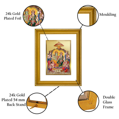 Diviniti 24K Gold Plated Ram Darbar Wooden Wall Photo Frame for Home & Office Decor, Tabletop, Puja Room, Gift DG056S2.5 (29.5x24.5 CM)