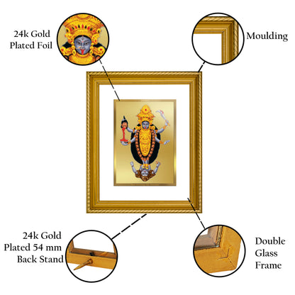 Diviniti 24K Gold Plated Maa Kali Wooden Photo Frame for Home & Office Decor, Wall Hanging, Tabletop, Puja Room, Gift DG056S2.5 (29.5x24.5 CM)