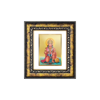 DIVINITI 24K Gold Plated Foil Hanuman Wooden Photo Frame for Home Wall Decor, Workshop, Table Top, Premium Gift | DG113 Size 2 (22.6x18.4 CM)