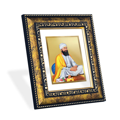 DIVINITI 24K Gold Plated Foil Guru Tegh Bahadur Ji Photo Frame for Home Decor, Puja Room, Table Top, Wall Hanging, Workshop, Gift|DG113 Size 2 (22.6x18.4 CM)