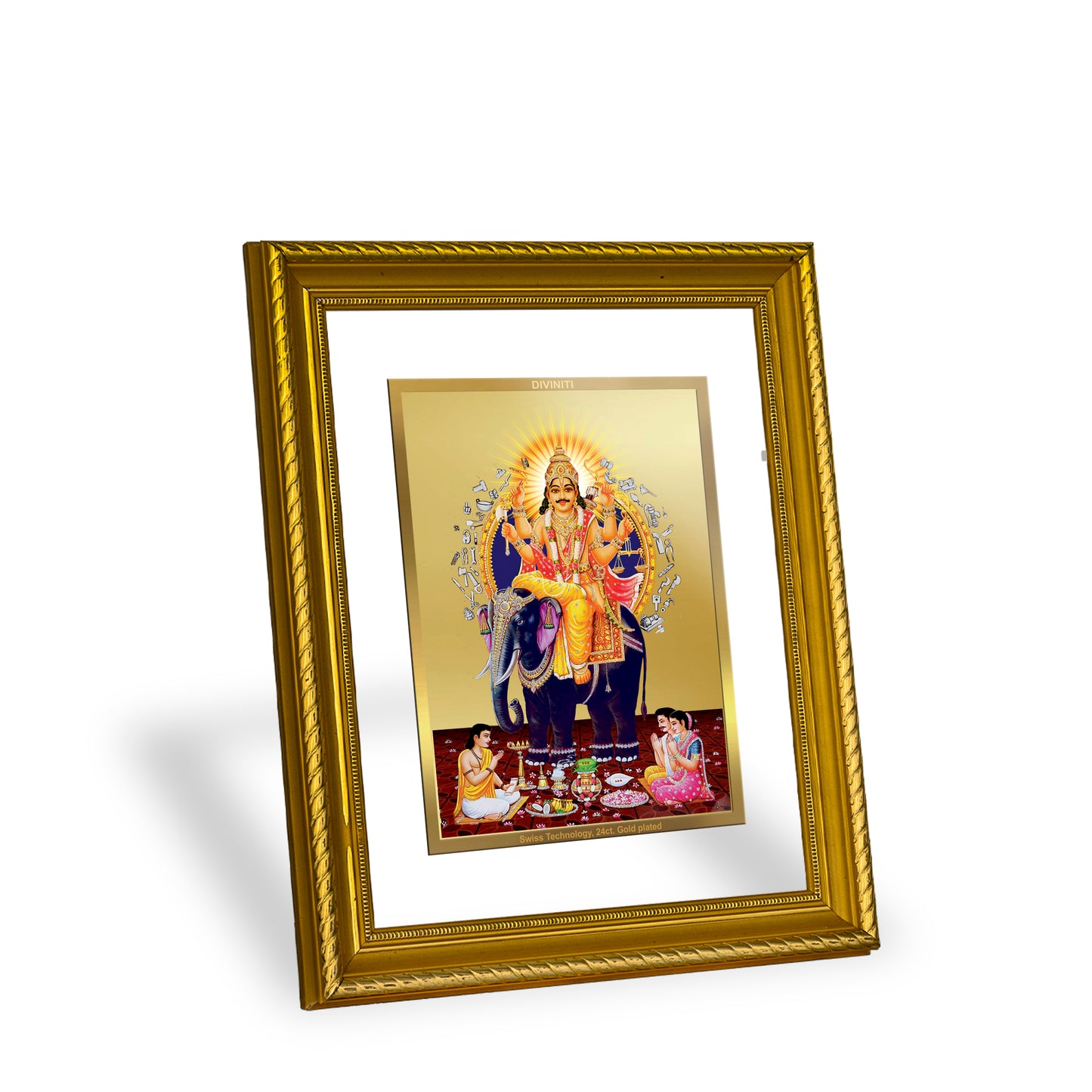 Diviniti 24K Gold Plated Vishwakarma Wooden Photo Frame for Home & Office Decor, Wall Hanging, Tabletop, Puja Room, Gift DG056S2.5 (29.5x24.5 CM)