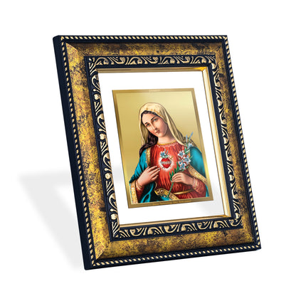 DIVINITI 24K Gold Plated Mother Mary Traditional Photo Frame Idol for Home Wall Decor, Workshop, Table Top, Premium Gift|DG113 Size 2 (22.6x18.4 CM)