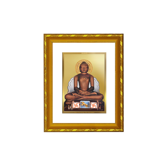 DIVINITI 24K Gold Plated Mahavira Wooden Modern Photo Frame Idol for Wall Hanging, Workshop, Table Top, Home Decor, Luxury Gift | DG103 Size 2 (22.6x18.4 CM)