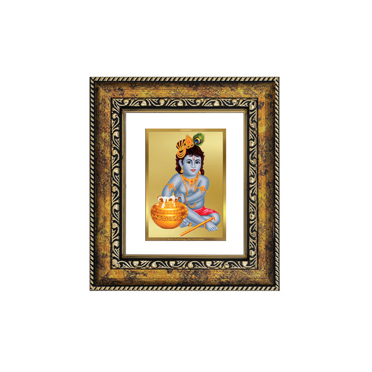 DIVINITI 24K Gold Plated Foil Bal Gopal Wall Photo Frame, Table Decor for Home & Office Decor Gift Items DG 113 Size 1 (17.7x15.9 CM)