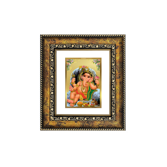 DIVINITI 24K Gold Plated Foil Bal Ganesha Wall Photo Frame, Table Decor for Home & Office Decor Gift Items DG 113 Size 1 (17.7x15.9 CM)