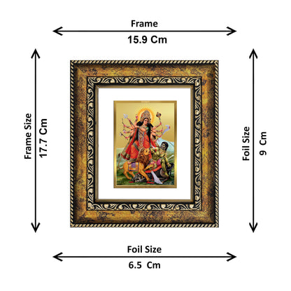 DIVINITI 24K Gold Plated Foil Goddess Durga Wall Photo Frame, Table Decor for Home & Office Decor Gift Items DG 113 Size 1 (17.7x15.9 CM)