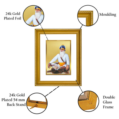 DIVINITI 24K Gold Plated Baba Deep Singh Wall Photo Frame for Home Decor, Wall Hanging, Table Top, Puja Room & Gift DG056S3 (27.6X35.4 CM)