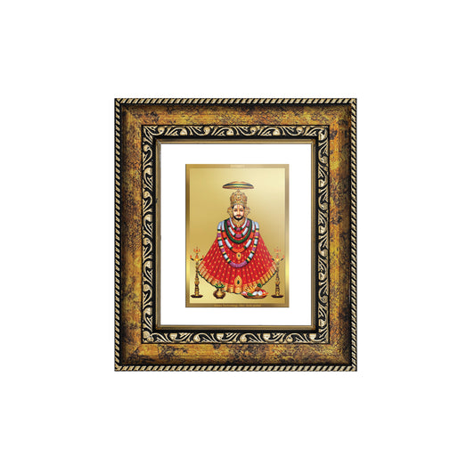 DIVINITI 24K Gold Plated Foil Khatu Shyam with Garlands Wall Photo Frame, Table Decor for Home & Office Decor Gift Items DG 113 Size 1 (17.7x15.9 CM)