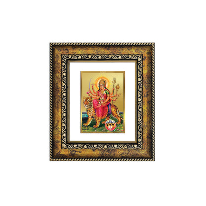 DIVINITI 24K Gold Plated Foil Durga Wall Photo Frame, Table Decor for Home & Office Decor Gift Items DG 113 Size 1 (17.7x15.9 CM)