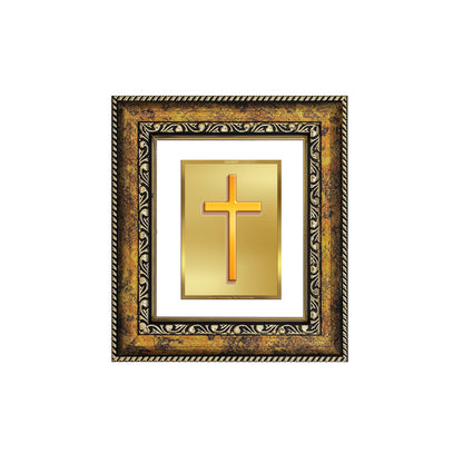 DIVINITI 24K Gold Plated Foil Holy Cross Wall Photo Frame, Table Decor for Home & Office Decor Gift Items DG 113 Size 1 (17.7x15.9 CM)