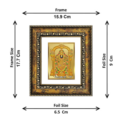 DIVINITI 24K Gold Plated Foil Tirupati Balaji Wall Photo Frame, Table Decor for Home & Office Decor Gift Items DG 113 Size 1 (17.7x15.9 CM)