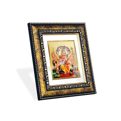 DIVINITI 24K Gold Plated Narasimha Wooden Premium Photo Frame Idol for Wall Hanging, Workshop, Table Top, Home Decor, Luxury Gift | DG113 Size 2 (22.6x18.4 CM)