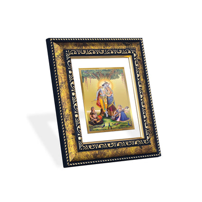 DIVINITI 24K Gold Plated Radha Krishna Wooden Modern Photo Frame Idol for Wall Hanging, Workshop, Table Top, Home Decor, Luxury Gift | DG113 Size 2 (22.6x18.4 CM)