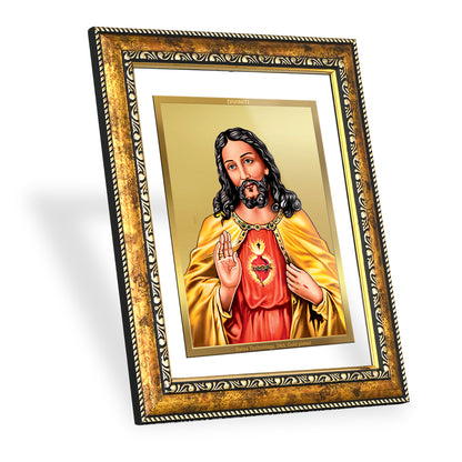 DIVINITI 24K Gold Plated Jesus Wall Photo Frame for Home Decor, Wall Hanging, Table Top, Puja Room & Gift DG113S3 (27.6X35.4 CM)