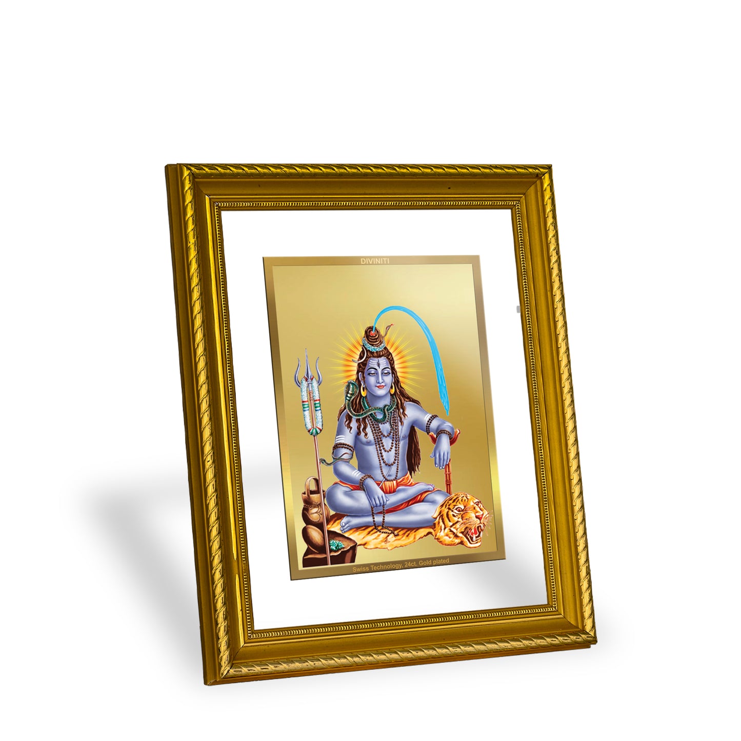 Diviniti 24K Gold Plated Shiva Wooden Photo Frame for Home & Office Decor, Wall Hanging, Tabletop, Puja Room, Gift DG056S2.5 (29.5x24.5 CM)