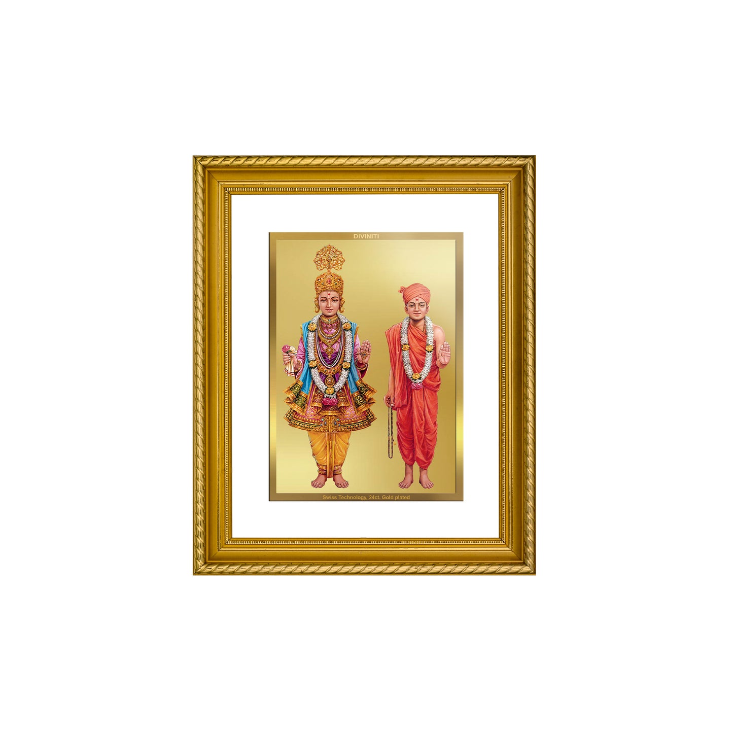 Diviniti 24K Gold Plated Swami Narayan Wooden Photo Frame for Home & Office Decor, Wall Hanging, Tabletop, Puja Room, Gift DG056S2.5 (29.5x24.5 CM)