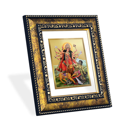 DIVINITI 24K Gold Plated Foil Goddess Durga Premium Photo Frame for Home Decor, Wall Hanging, Workshop, Table Top, Premium Gift|DG113 Size 2 (22.6x18.4 CM)