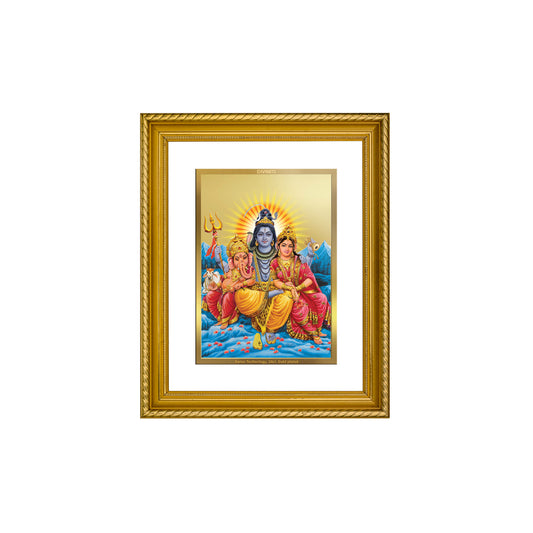 Diviniti 24K Gold Plated Shiv Parivar Wooden Wall Photo Frame for Home & Office Decor, Tabletop, Puja Room, Gift DG056S2.5 (29.5x24.5 CM)