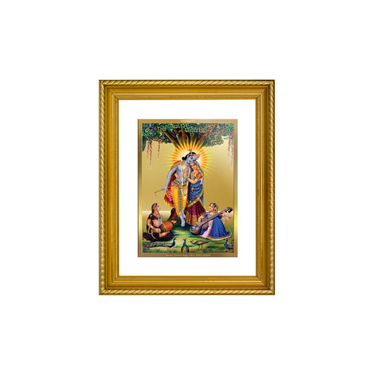 Diviniti 24K Gold Plated Radha Krishna Wooden Photo Frame for Home & Office Decor, Wall Hanging, Tabletop, Puja Room, Gift DG056S2.5 (29.5x24.5 CM)