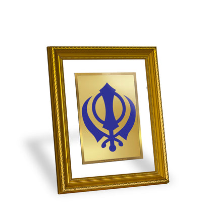 DIVINITI 24K Gold Plated Khanda Sahib Wall Photo Frame for Home Decor, Wall Hanging, Table Top, Puja Room & Gift DG056S3 (27.6X35.4 CM)