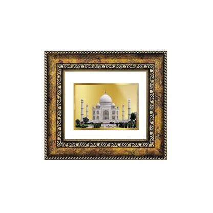 DIVINITI 24K Gold Plated Foil Taj Mahal Wall Photo Frame, Table Decor for Home & Office Decor Gift Items DG 113 Size 1 (17.7x15.9 CM)