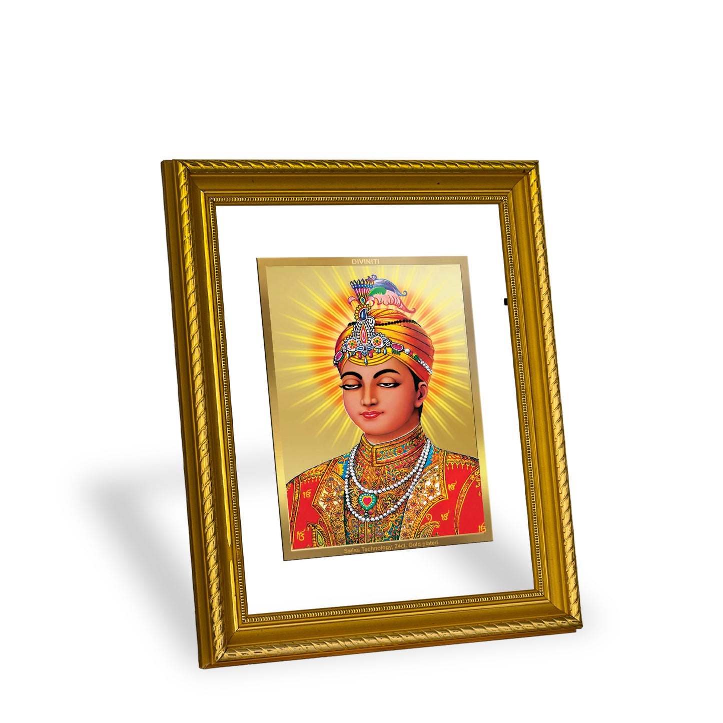 DIVINITI 24K Gold Plated Guru Harkrishan Wall Photo Frame for Home Decor, Wall Hanging, Table Top, Puja Room & Gift DG056S3 (27.6X35.4 CM)