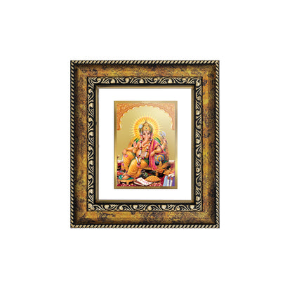 DIVINITI 24K Gold Plated Foil Lord Ganesha Wall Photo Frame, Table Decor for Home & Office Decor Gift Items DG 113 Size 1 (17.7x15.9 CM)