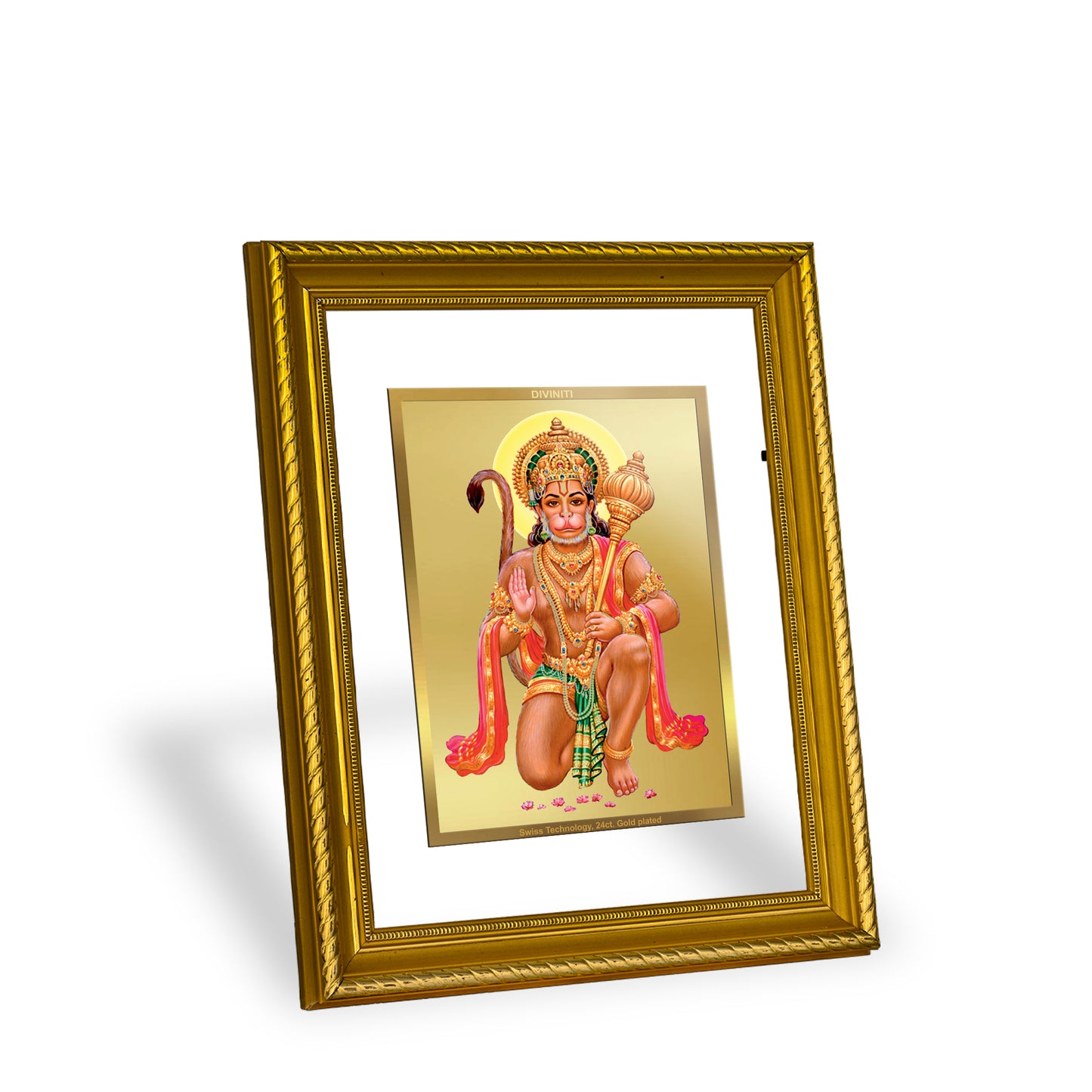 Diviniti 24K Gold Plated Hanuman Wooden Photo Frame for Home & Office Decor, Wall Hanging, Tabletop, Puja Room, Gift DG056S2.5 (29.5x24.5 CM)