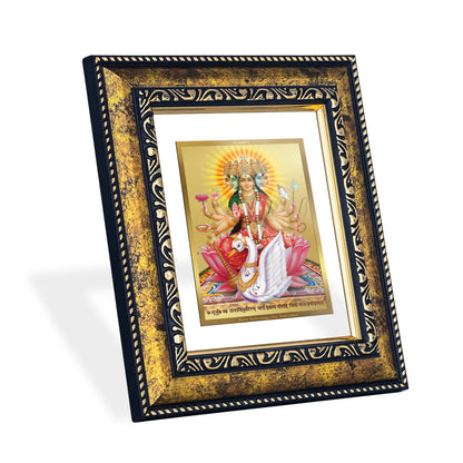 DIVINITI 24K Gold Plated Foil Gayatri Mata Photo Frame for Home Decor, Puja Room, Table Top, Wall Hanging, Workshop, Gift|DG113 Size 2 (22.6x18.4 CM)