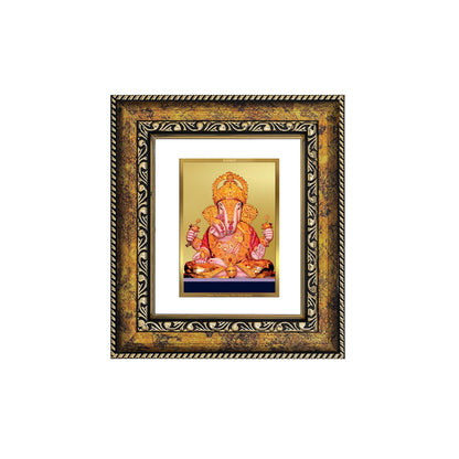 DIVINITI 24K Gold Plated Foil Dagadu Ganesha Wall Photo Frame, Table Decor for Home & Office Decor Gift Items DG 113 Size 1 (17.7x15.9 CM)