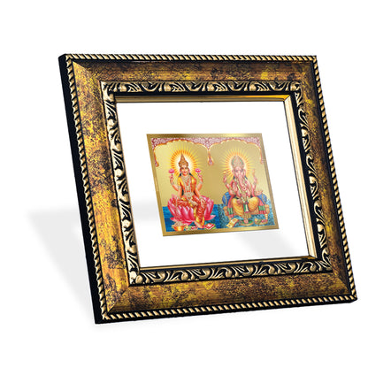 DIVINITI 24K Gold Plated Lakshmi & Ganesha Wall Photo Frame for Home Decor, Wall Hanging, Table Top, Puja Room & Gift DG113S3 (27.6X35.4 CM)